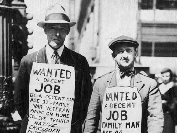 Jobs wanted signs from The Great Depression.